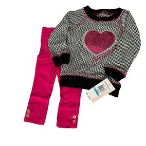 Juicy Couture baby girl Matching Set pant top Size 6/9 Months pink black new
